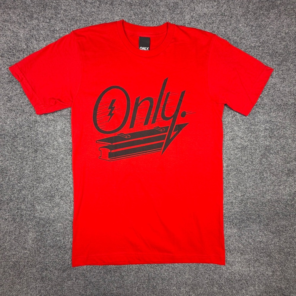 Only NY Mens Small Red Graphic T-Shirt Short Sleeve Combed Cotton Made in USA